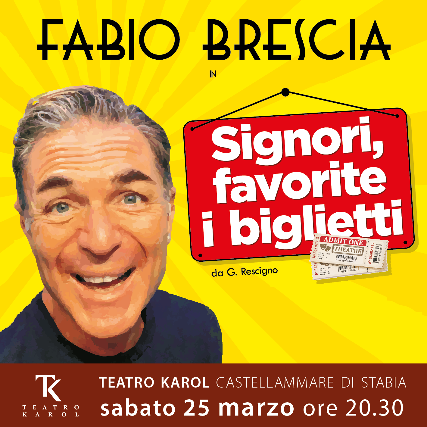 Al TK di Castellammare di Stabia, Fabio Brescia in “Signori, favorite il biglietto”.